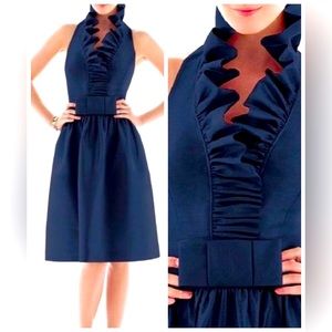 HP🌟Alfred Sung Midnight Blue Ruffle Bow Dress Style: D465 2